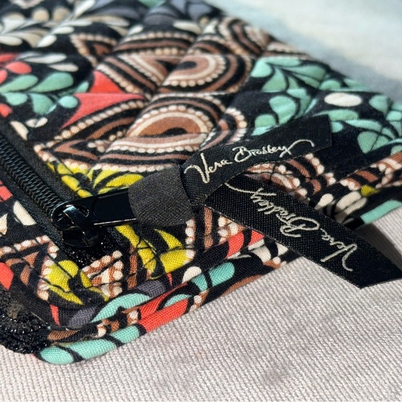 VERA BRADLEY Paisley Floral Embroidered Boho Black Wallet Wrist Strap Clutch - Picture 3 of 13